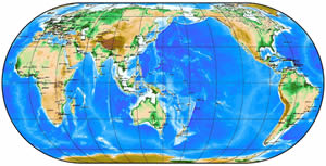 日本付近を中心とした世界地図